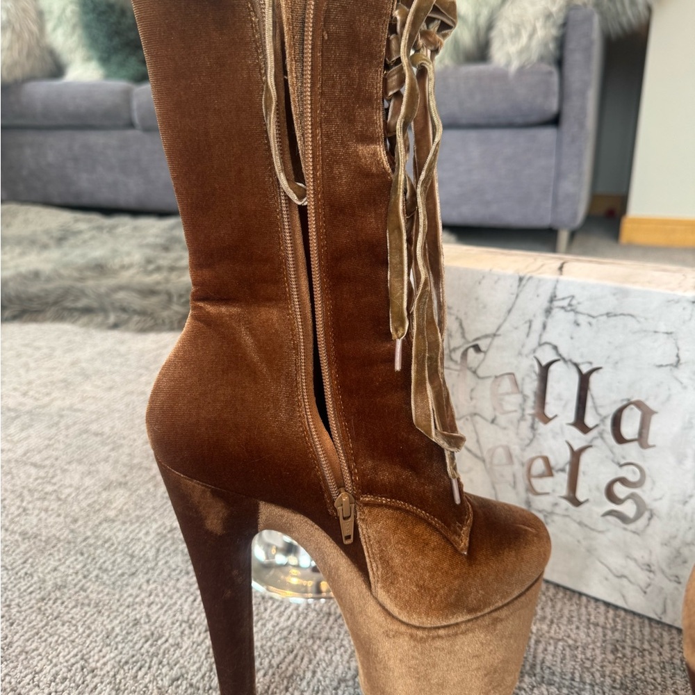 Hella Heels BabyDoll Velvet Moonshine Platform Heels for Dancers New 7 inches - Picture 5 of 12